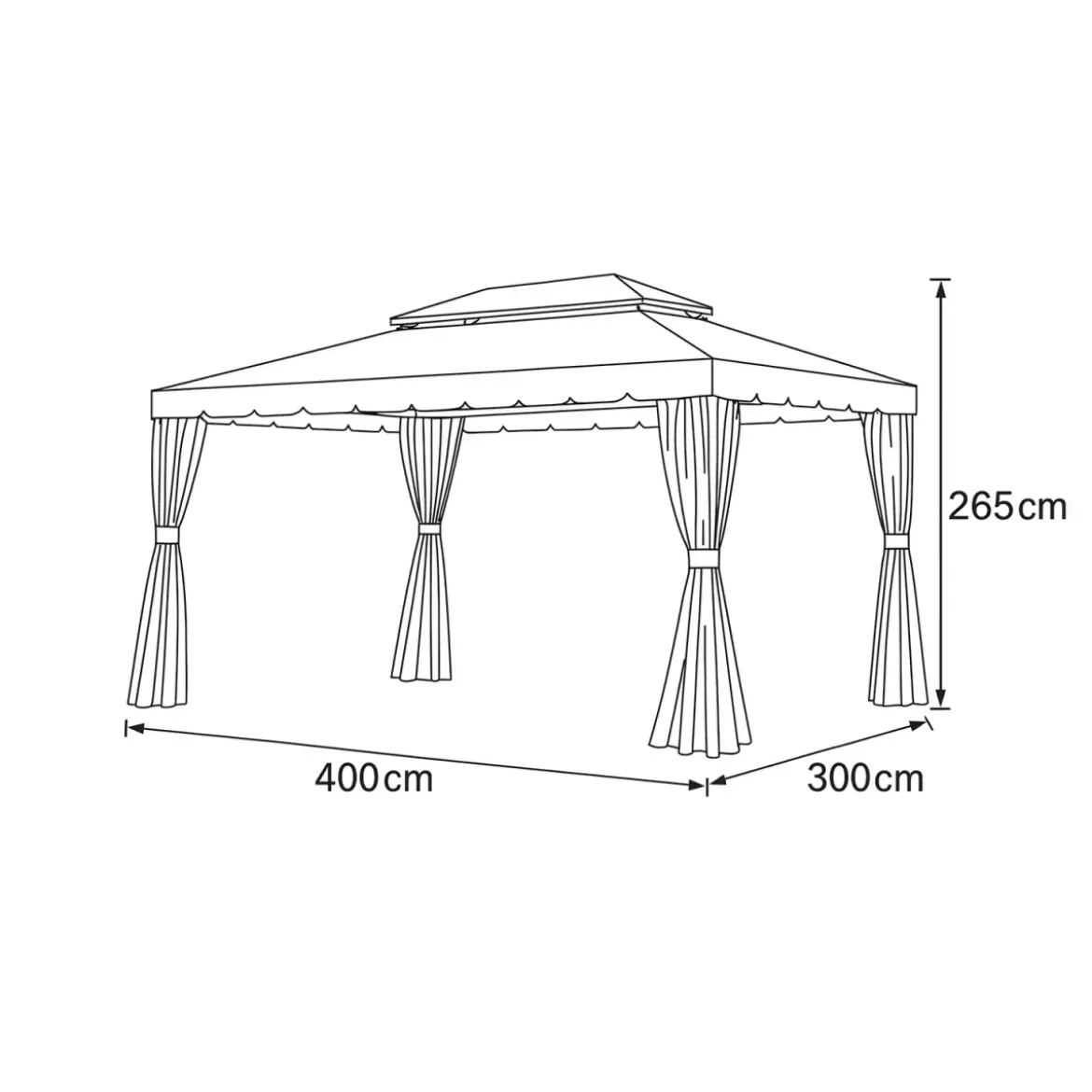 Gazebo da Giardino 3x4 Alluminio Avorio con Tende e Zanzariere