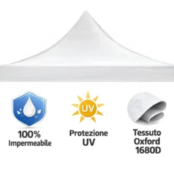 Gazebo da Giardino 3x3 Fisarmonica Altezza Regolabile Bianco Sacca