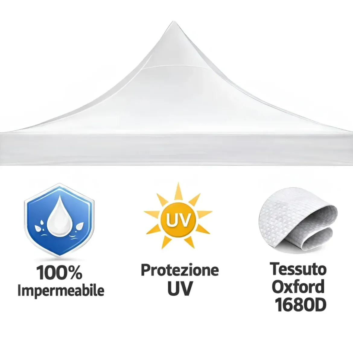 Gazebo da Giardino 3x3 Fisarmonica Altezza Regolabile Bianco Sacca
