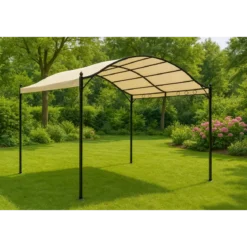 Gazebo da Giardino 3x4 m Ecrù Struttura in Acciaio Rettangolare