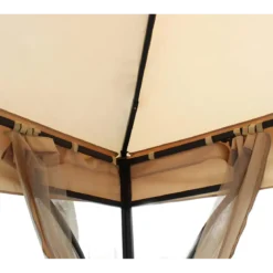Gazebo da Giardino 3x3 m Struttura Acciaio Telo Ecrù Antivento