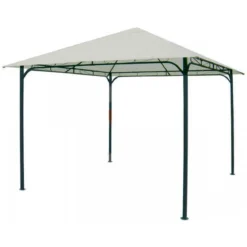Gazebo in Acciaio 3x3 Telo Poliestere Ecru per Esterno da Giardino Pergola