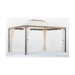 Gazebo in Ferro 3x4 con Tende Pareti Telo Impermeabile da Giardino per Esterno