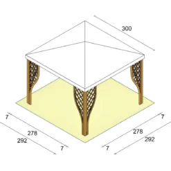 Gazebo in Legno Impregnato 3x3 m Noce Copertura in PVC Bianco Giardino
