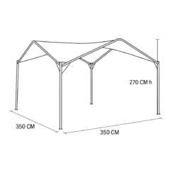Gazebo Onda Grigio 3.5x3.5 in Ferro Battuto da Giardino Telo Poliestere
