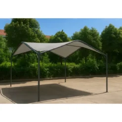 Gazebo Onda Grigio 3.5x3.5 in Ferro Battuto da Giardino Telo Poliestere