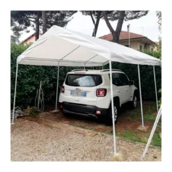 Gazebo per auto 3x6 metri Carport in Metallo Bianco Parasole