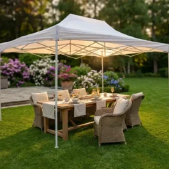 Gazebo per Giardino Eventi 290x440 cm Rettangolare Pieghevole Bianco