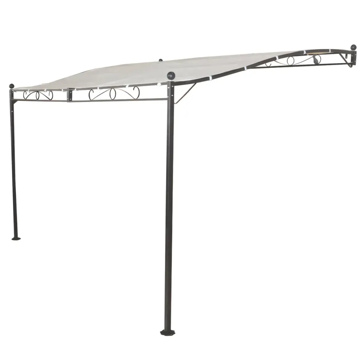 Gazebo Pergola Addossato 3,5x2,5 m Metallo Antracite Telo Ecrù