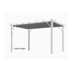 Gazebo Pergola in Alluminio 4x3 Bianca da Giardino Telo di Copertura Pergolato