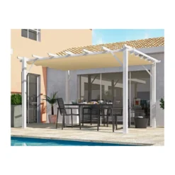 Gazebo Pergola in Alluminio 4x3 Bianca da Giardino Telo di Copertura Pergolato