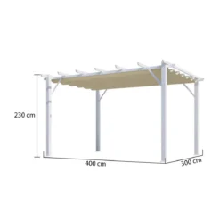Gazebo Pergola in Alluminio 4x3 Bianca da Giardino Telo di Copertura Pergolato