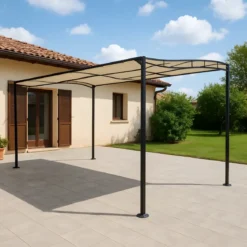 Gazebo Pergola 3x2,5 m Struttura Acciaio Telo Ecrù