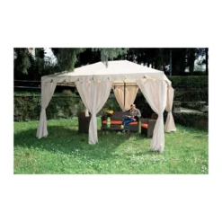 Gazebo 3x4 Acciaio da Esterno Giardino con Copertura Teli Tende Pareti Laterali