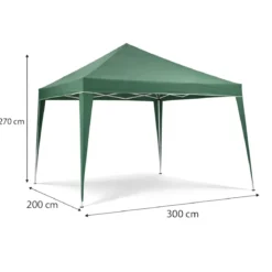 Gazebo 3x2 mt Pieghevole Verde da Giardino Richiudibile con Borsa