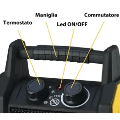 Generatore Aria Calda 3kW Elettrico 220V Giallo Portatile Ceramico