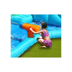Giochi Gonfiabile Acquatico Bambini Coccodrillo Scivolo Canestro Spruzzi Acqua
