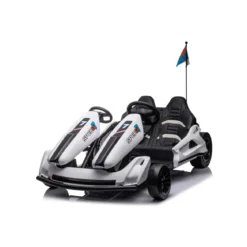 Go Kart Bianco Auto Elettrica Ruote Macchina per Bambino a Batteria 24 V