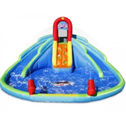 Gonfiabile per Bambini Acquatico Castello con Scivolo e Spruzzi Acqua