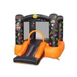 Gonfiabile per Bambini Interattivo Luci Musica con Scivolo Castello Pompa Aria