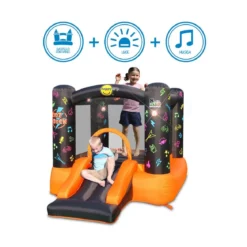 Gonfiabile per Bambini Interattivo Luci Musica con Scivolo Castello Pompa Aria