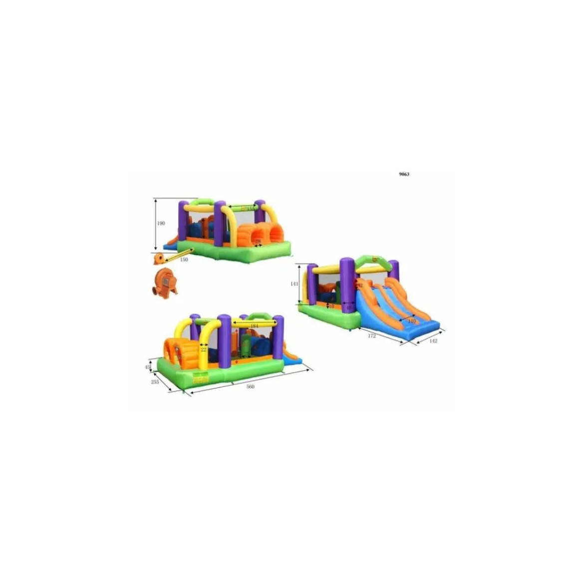 Gonfiabile Percorso ad Ostacoli con Scivolo 560 x 255 x 190 cm