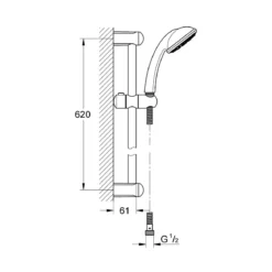 Grohe Asta Saliscendi Doccia con Soffione Rotondo Supporto Colonna Bagno Cromo
