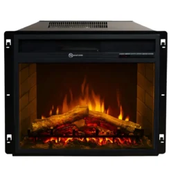 Insero Camino Elettrico da Incasso 1800 W Termostato Digitale Nero