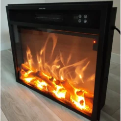 Inserto Camino Elettrico Realistico Incasso Parete Termostato Led Fuoco Finto