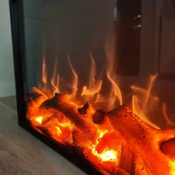 Inserto Camino Elettrico Realistico Incasso Parete Termostato Led Fuoco Finto