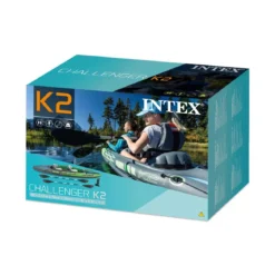 Intex Canoa Kayak Challenger 2 Posti 160 kg Gonfiabile Remi Pagaia da Pesca Mare