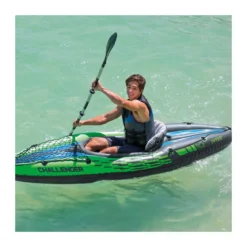 Intex Canoa Kayak 1 posto 100 kg Gonfiabile Pompa Gonfiaggio Remi da Pesca Mare