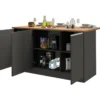 Isola Cucina 3 Ante Antracite Rovere 155x90x90 cm Legno Nobilitato