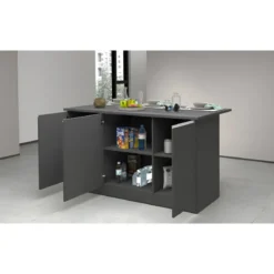 Isola Cucina 3 Ante Antracite Report 155x90x90 cm Legno Nobilitato