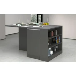 Isola Cucina 2 Ante Antracite Report 160x90x90 cm con Vani a Giorno