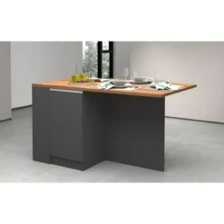 Isola Cucina 2 Ante Antracite Rovere 160x90x90 cm con Vani a Giorno