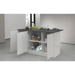 Isola Cucina 3 Ante Bianco Report 155x90x90 cm Legno Nobilitato