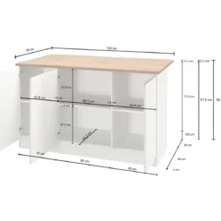 Isola Cucina 3 Ante Bianco Report 155x90x90 cm Legno Nobilitato