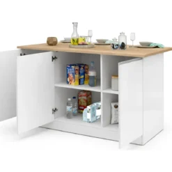 Isola Cucina 3 Ante Bianco Rovere 155x90x90 cm Legno Nobilitato