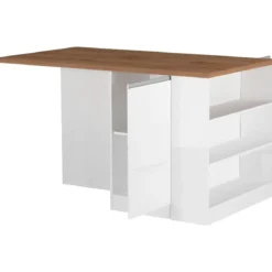 Isola Cucina 2 Ante Bianco Rovere 160x90x90 cm con Vani a Giorno