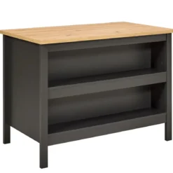 Isola da Cucina Antracite Rovere Tavolo Bar con 3 Cassetti Soft-Close