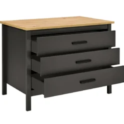 Isola da Cucina Antracite Rovere Tavolo Bar con 3 Cassetti Soft-Close