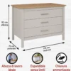 Isola da Cucina Beige Rovere Tavolo Bar con 3 Cassetti Soft-Close