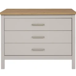 Isola da Cucina Beige Rovere Tavolo Bar con 3 Cassetti Soft-Close