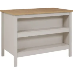 Isola da Cucina Beige Rovere Tavolo Bar con 3 Cassetti Soft-Close