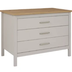 Isola da Cucina Beige Rovere Tavolo Bar con 3 Cassetti Soft-Close