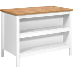 Isola da Cucina Bianco Rovere Tavolo Bar con 3 Cassetti Soft-Close