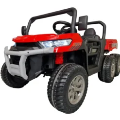 Jeep Elettrica per Bambini 24V Rosso 2 Posti 6 Ruote con MP3 e USB