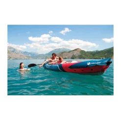 Kayak Gonfiabile 3 Posti Adulti e Bambino per Mare Lago Fiume Canoa Senza Pagaia