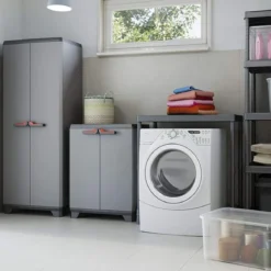 Keter Alto Armadio Grigio Multiuso da Esterno Ripostiglio Organizer Tuttopiani